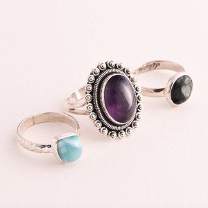 3 sterling silver rings - (A67)